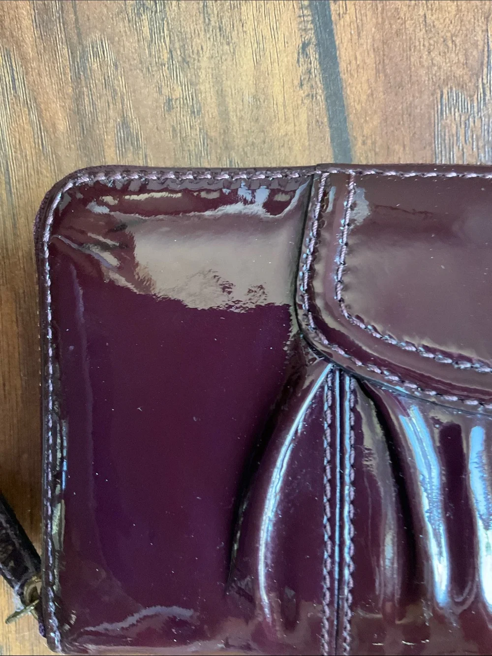 Coach wagon purple patent leather zip around wallet